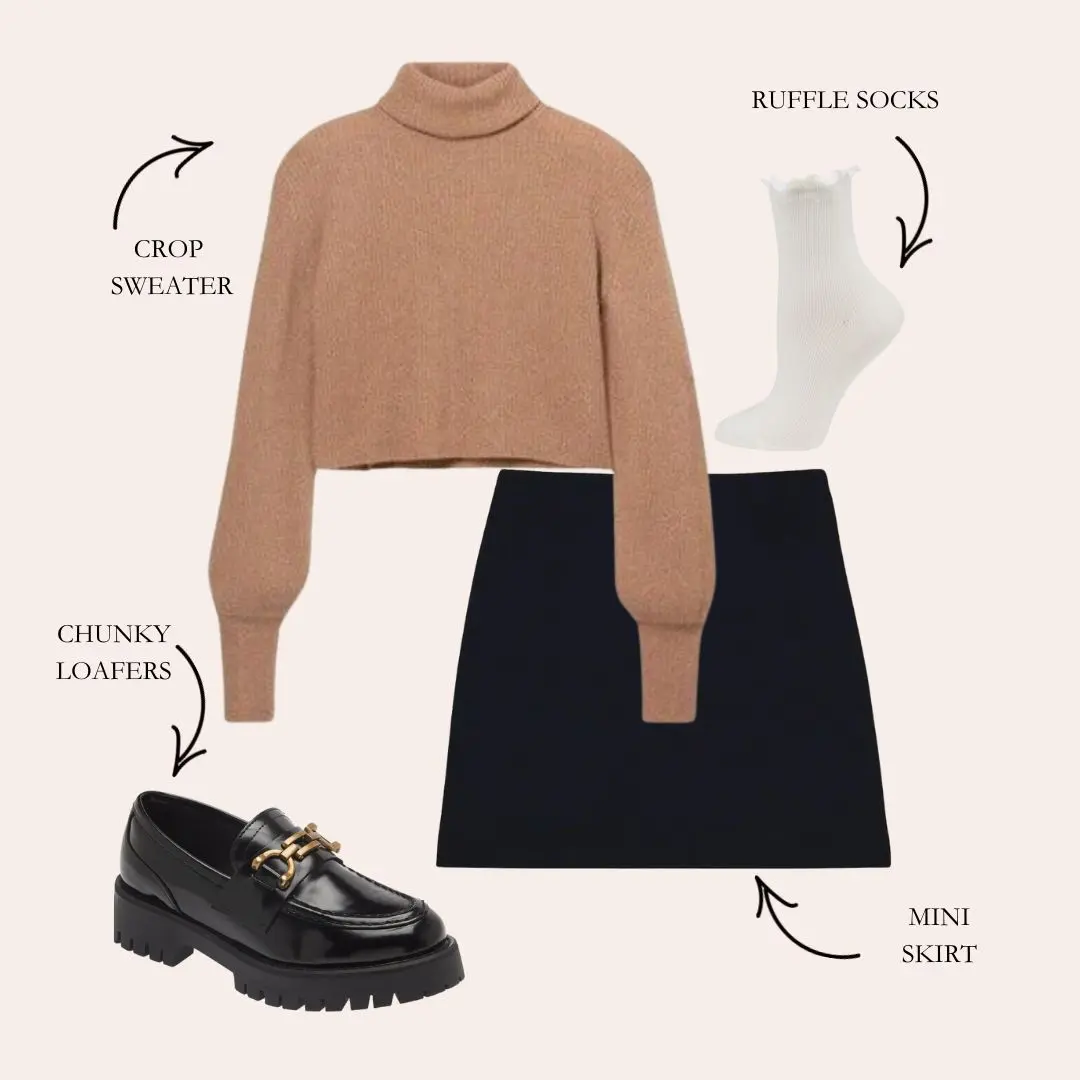 How To Style Chunky Loafers with a mini skirt